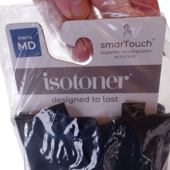 NWT Isotoner Men's Genuine Leather Gloves Size M Black SmarTouch $90 - Picture 3 of 6